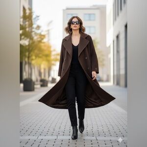 MARELLA double breasted pure wool coat in chocolate brown